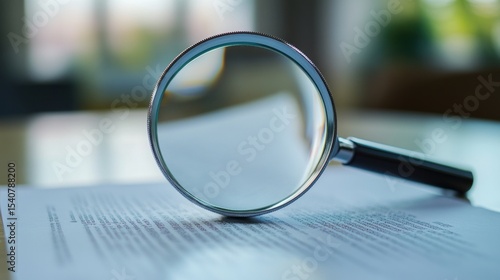 Magnifying glass on document