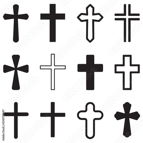 Diverse Cross Symbols Collection Christian Religious Faith Design Elements