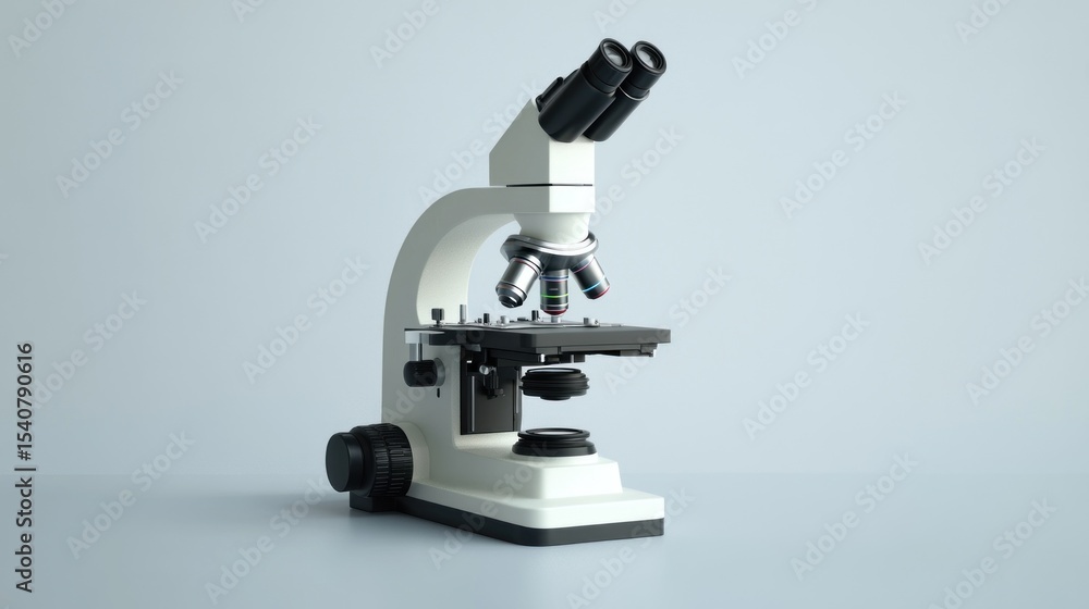 White microscope on light gray background White microscope on light gray background