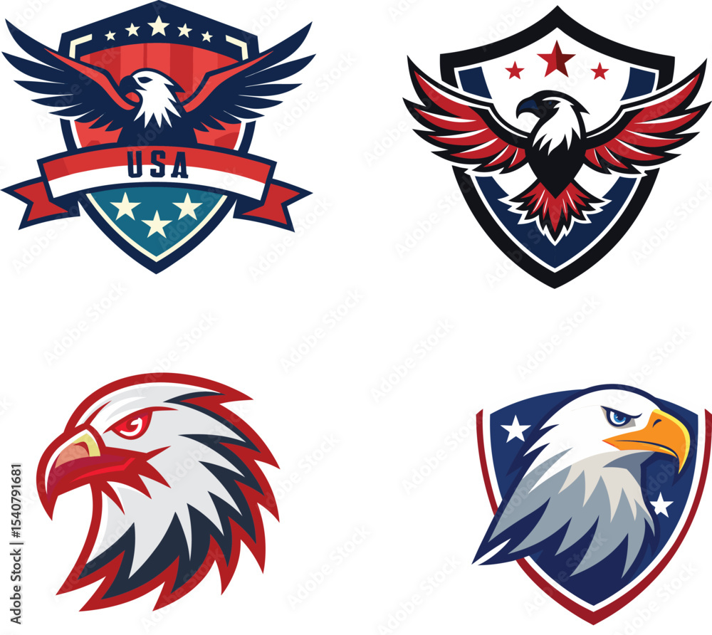 Fototapeta premium American eagle emblem on white background