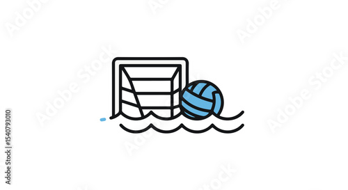 Water polo ball and goal icon.