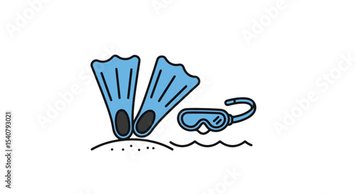 Dive into the depths of adventure: A snorkel set resting on the sand, ready for exploration.