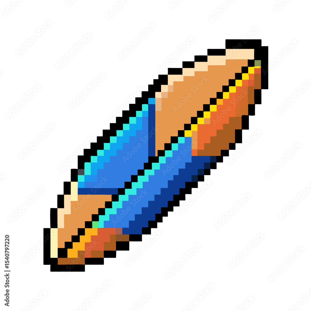 Fototapeta premium Surfboard Pixel Art – Retro Water Sports Icon