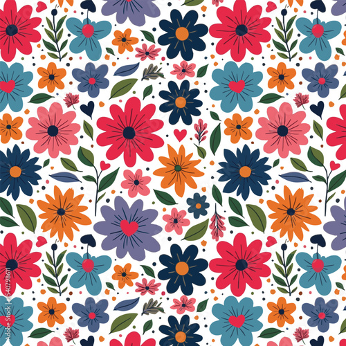 Geometric Seamless floral pattern vector background with Scandinavian abstract color or Swiss geometry prints of rectangles, squares and circles shape design