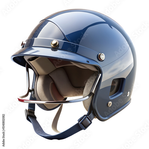 Realistic Helmet with Strap and Surface Shadow Isolated on Transparent Background