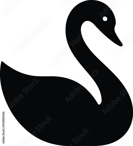 Silhouette elegant swan bird isolated flat design vector illustration