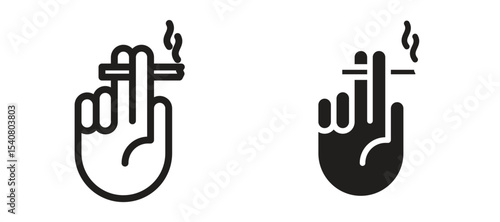 Hand holding cigarette icon