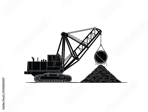 Pile diver working vector in black color on white background.