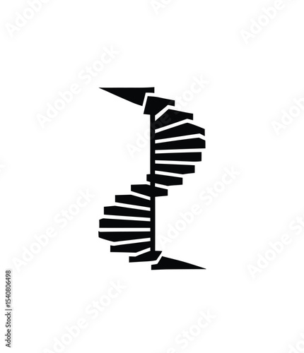 Spiral stairs icon vector in black color with white background.