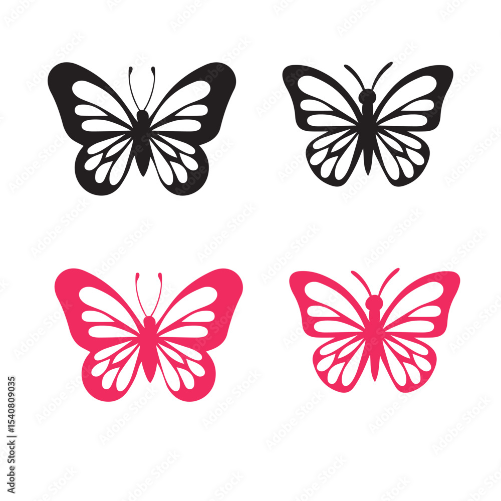 Obraz premium Butterfly silhouette icons. Vector Illustrations.