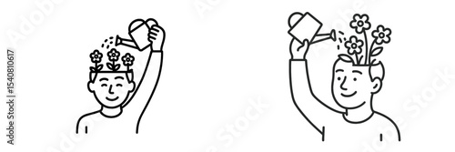 Creative representation of personal growth and nurturing ideas through mind imagery in a minimalist design