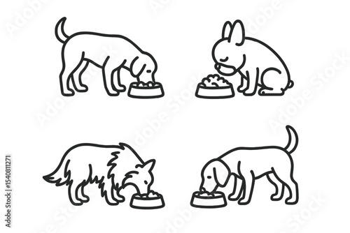Dogs enjoying their meals together in a cozy setting during daytime