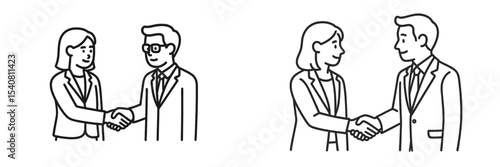 Business partners shaking hands in a formal meeting to establish collaboration at a corporate office