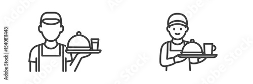 Restaurant staff serving food and drinks in a casual dining setting during lunchtime hours