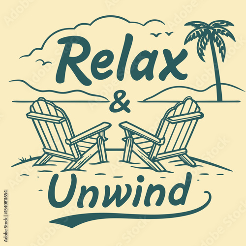 Relax and Unwind on the Beach Tropical Vacation Illustration