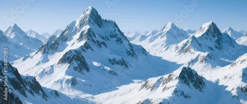 Wallpaper Mural A breathtaking view of snow-capped mountains under a clear blue sky, showcasing nature's beauty and tranquility. Ideal for travel, adventure, and exploration themes. Torontodigital.ca