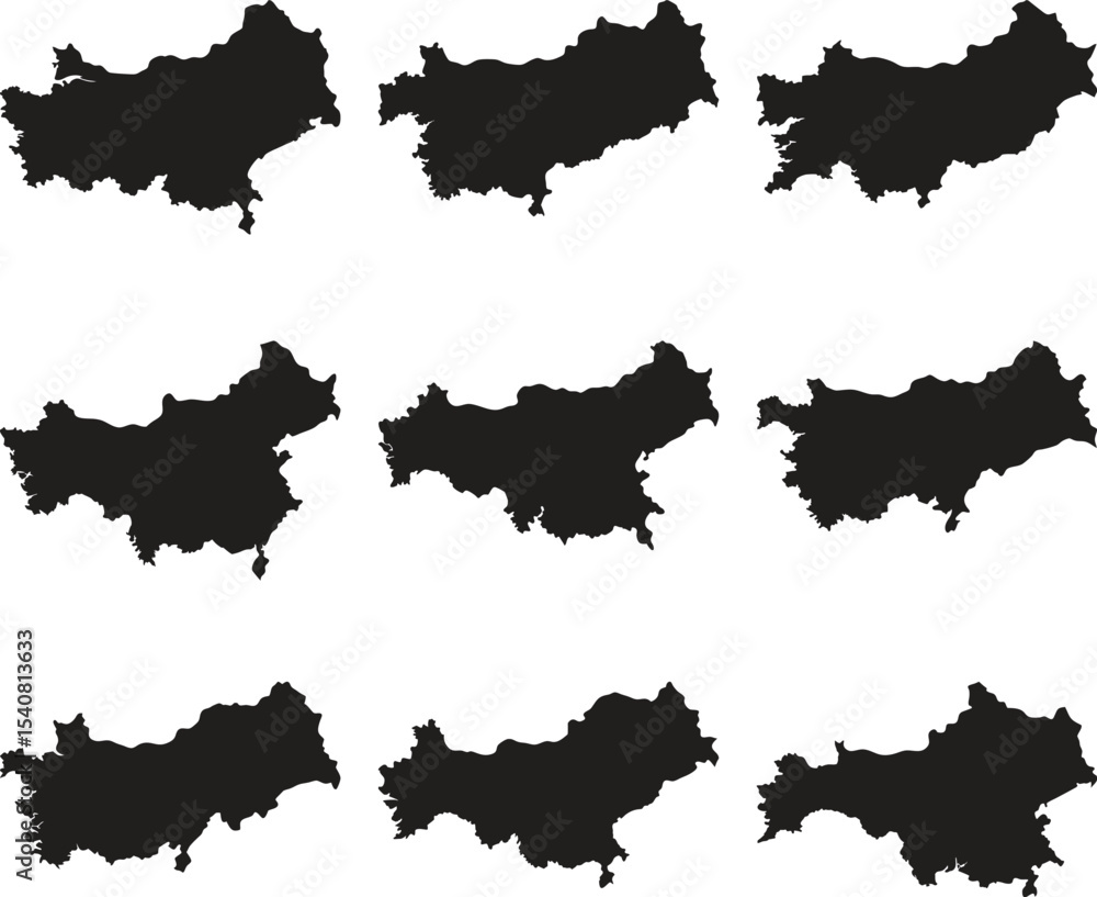 Obraz premium Turkey map black silhouette vector style with white background