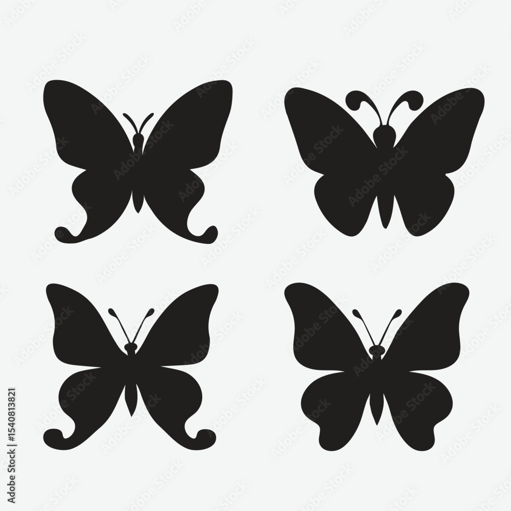 Butterfly silhouette icons. Vector Illustrations. Butterfly silhouette icons. Vector Illustrations.