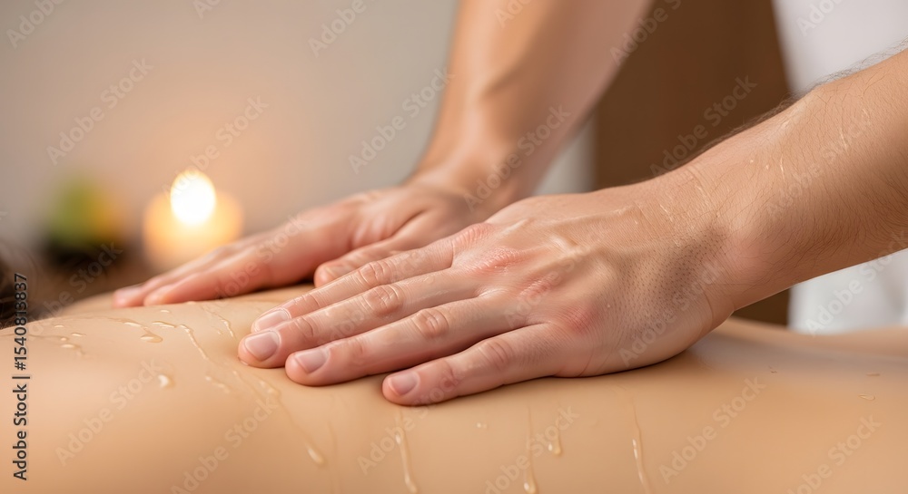 Naklejka premium Relaxing Back Massage Therapeutic Touch and Wellness