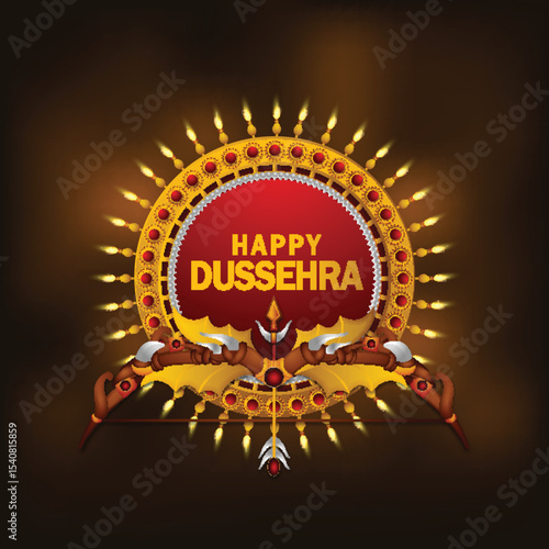 Elegant hindu festival happy dussehra celebration card