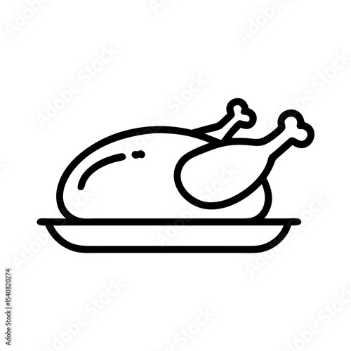 Roast turkey on a plate in minimalist style for Thanksgiving  
