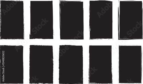 Editable vector swatches with artistic brush stroke edges and colorful rectangular shapes for creative and digital artwork uses.