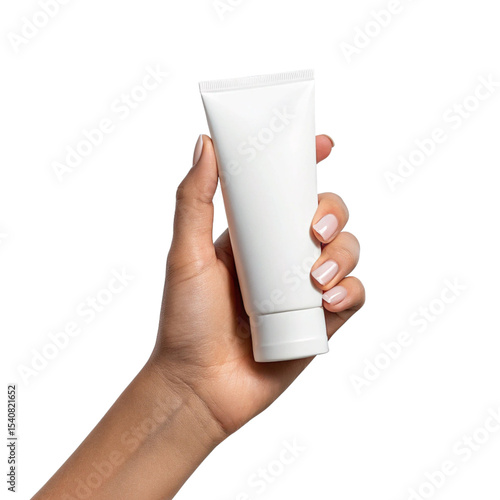 Hand Holding White Cosmetic Tube
