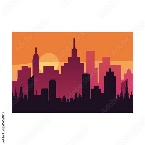 Wallpaper Mural Urban American city skylines feature iconic building silhouettes and towering skyscrapers against a vibrant sky Torontodigital.ca