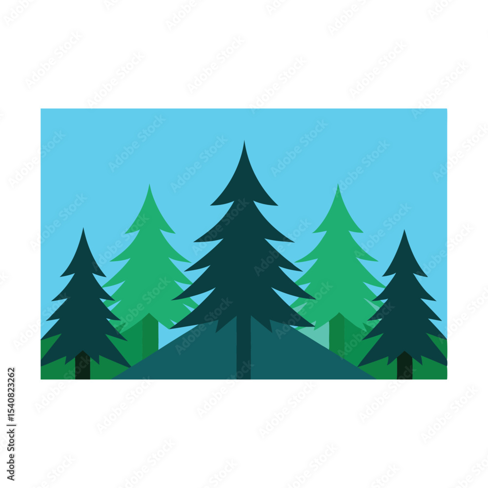 Obraz premium Vector set of green pine and fir trees, perfect for Christmas, winter, and holiday season designs