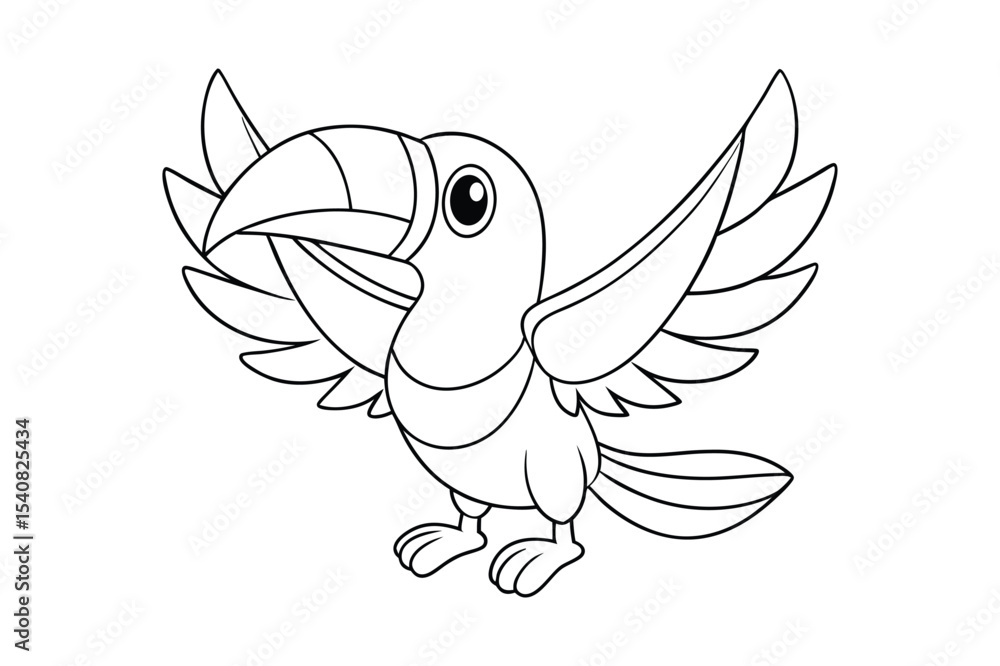 Fototapeta premium Black outline Toucan tropical coloring page