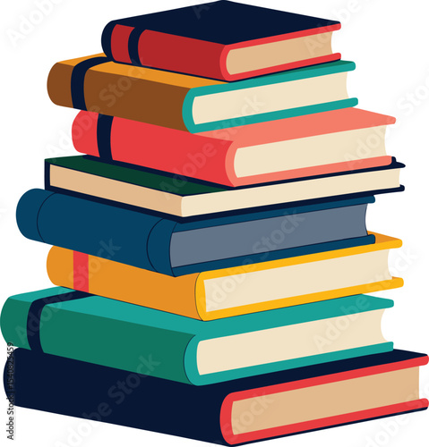 A colorful stack of isolated books representing education and knowledge