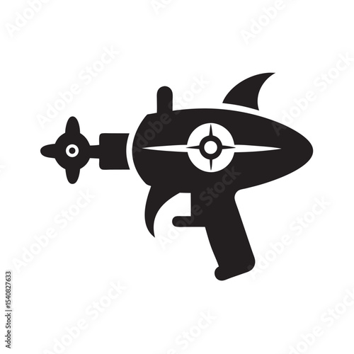 Ray Gun Atomic Silhouette Vector Illustration