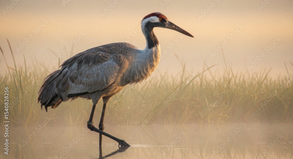 Fototapeta premium Gray crane in natural habitat