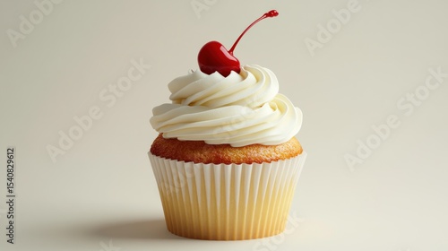 Single cupcake with cherry