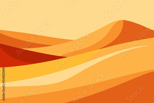 Abstract orange and yellow gradient vector illustration with warm sun waves and desert sand texture design