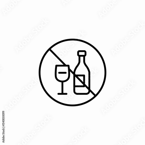 alchohol prohibited icon sign vector