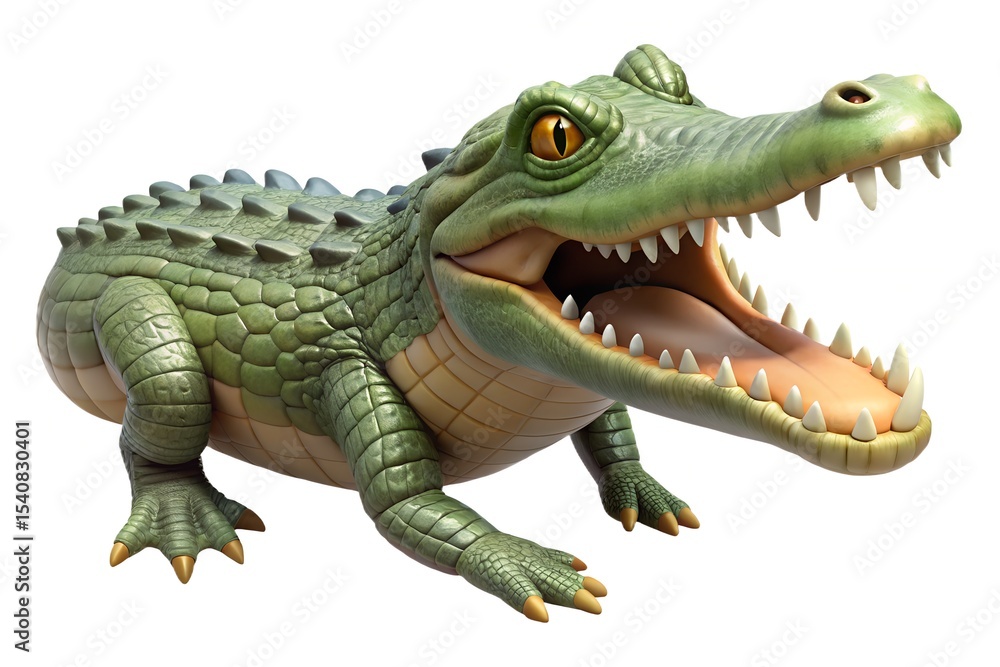Obraz premium Cartoon crocodile illustration friendly reptile character