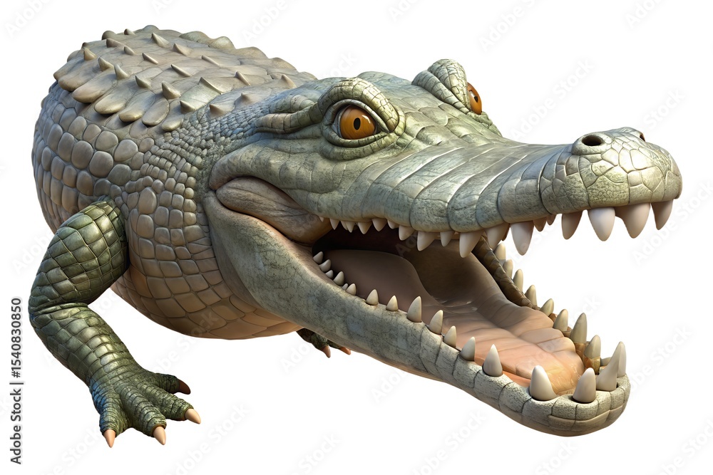 Obraz premium Cartoon alligator 3d render with open mouth