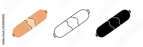 Sausage icon set. Butchery sausages menu. Vector illustration.