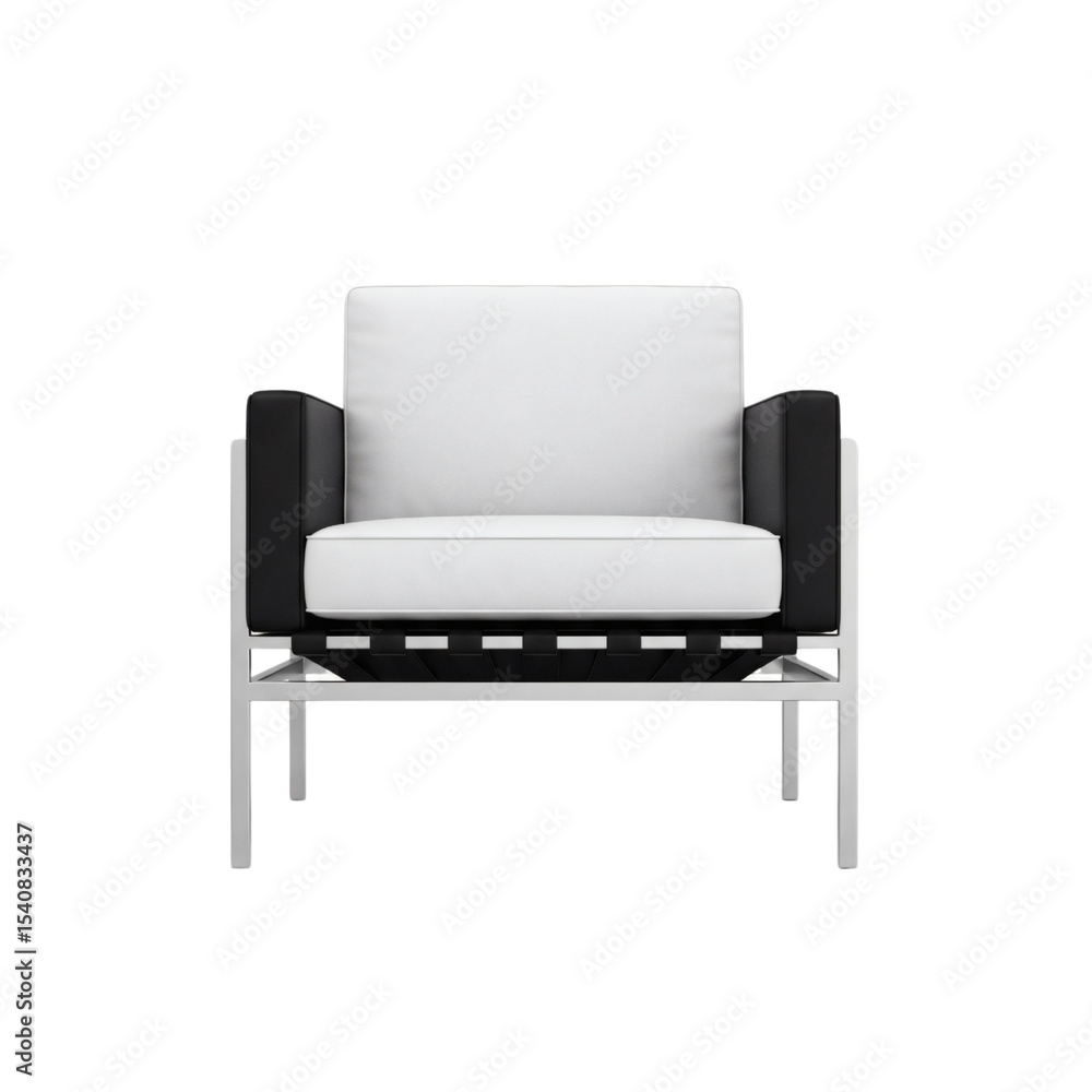 Minimalist black and white armchair with metal frame Minimalist black and white armchair with metal frame