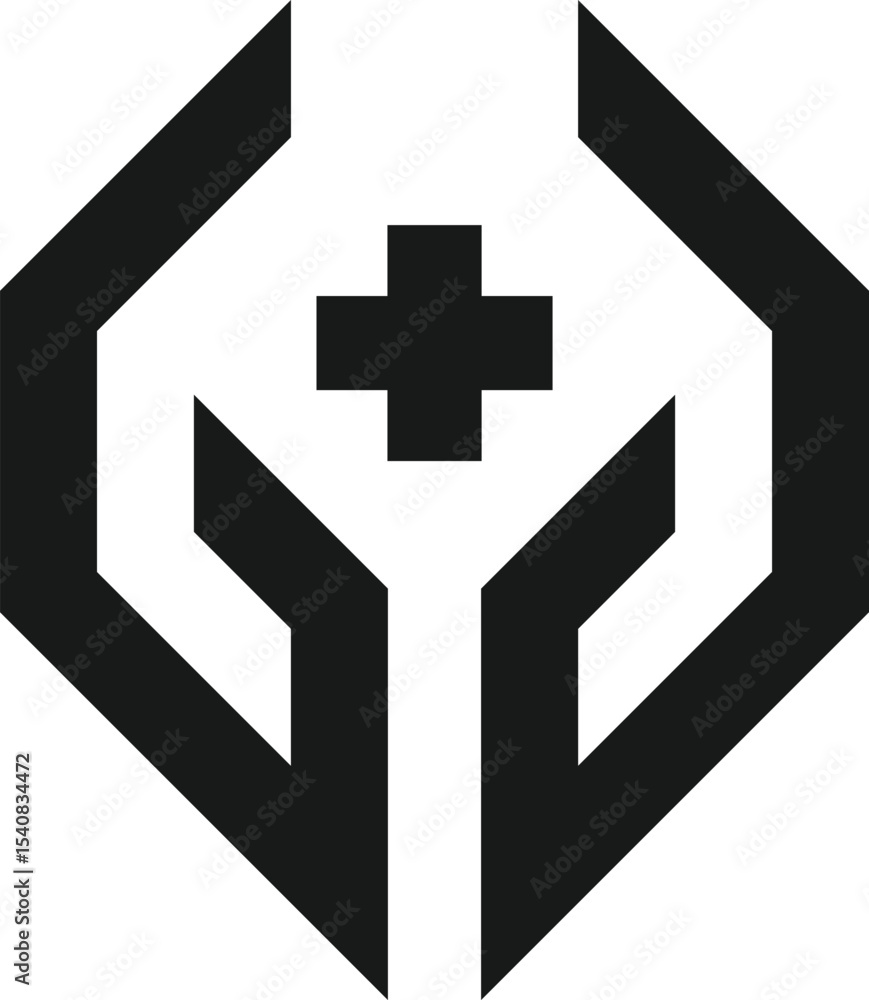 Obraz premium Modern Health Care and Medical Cross Logo for Clinic, Hospital, and Wellness Services
