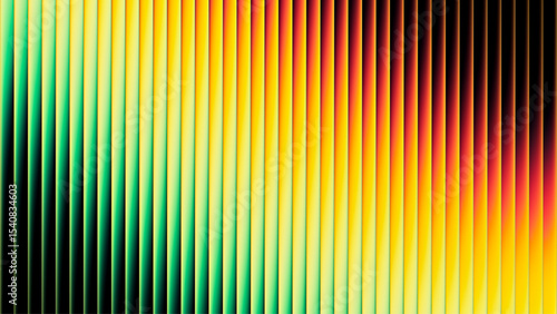 Futuristic ribbed texture with fractal glass effect and smooth fluted vertical lines of rainbow neon gradient. Bold and dynamic design blending bright colors and geometry visuals. Vector illustration