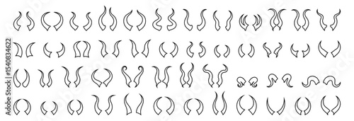 Collection of Horns Outlines and Silhouettes for Graphic Design and Illustration Projects