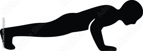 Silhouette man doing pushup exercise fitness training vector illustration