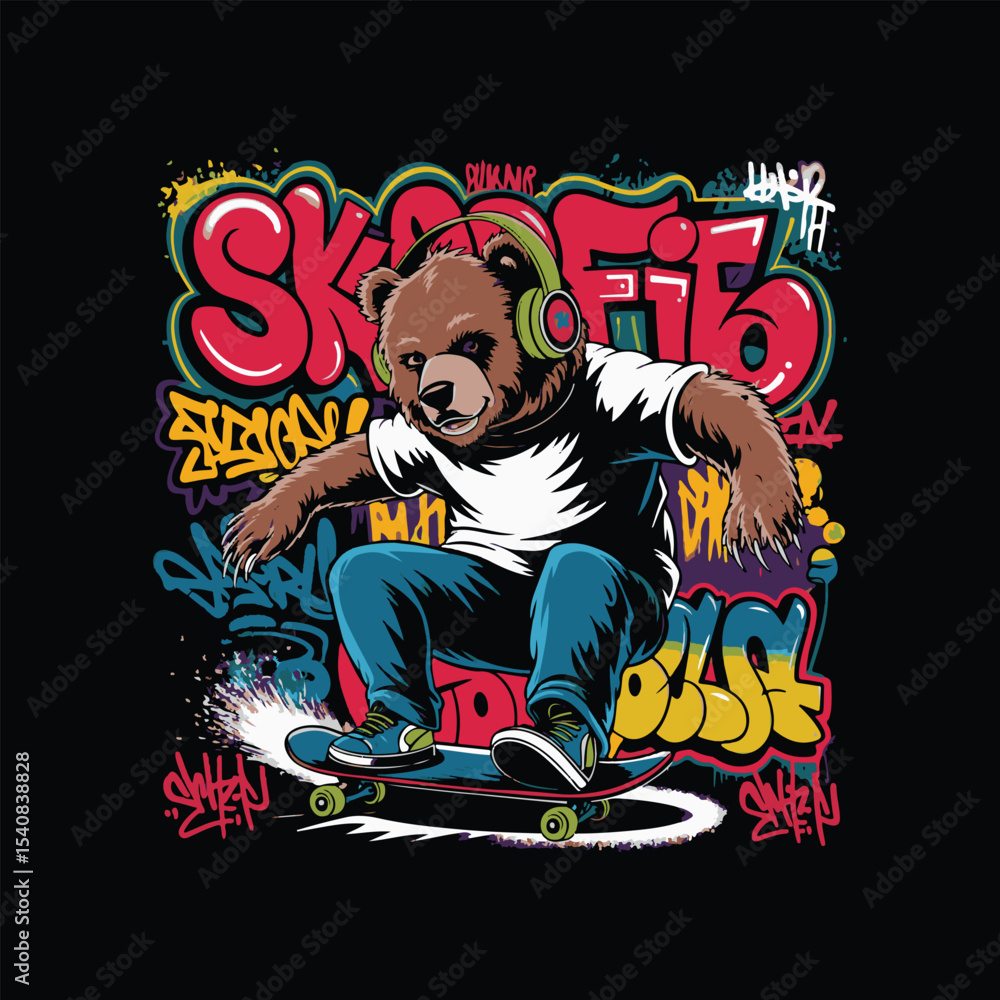 Obraz premium streetwear skating t shirt design