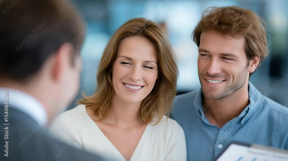 Professional Consultation: Couple Meets Bank Agent for Financial Planning Professional Consultation: Couple Meets Bank Agent for Financial Planning