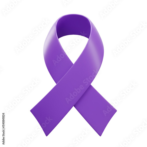 Purple awareness ribbon 3d render isolated