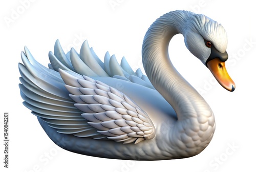Fototapeta Naklejka Na Ścianę i Meble -  Elegant 3d render of a white swan