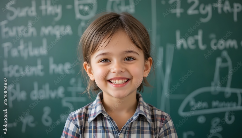 Cheerful smiling child at the blackboard. Cheerful smiling child at the blackboard.