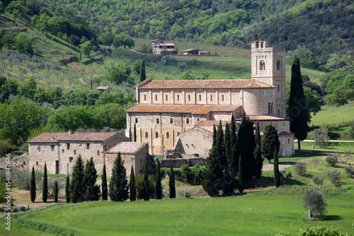 Abbey of Sant'Antimo, the Benedictine monastery in the comune of Montalcino, Tuscany, Italy